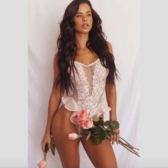 Fashion Nova Other - NWT Fashion Nova Bedroom Dreams Mesh Embroidered Sleep Teddy - Blush